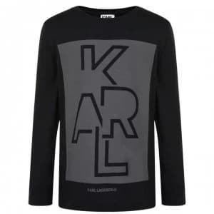 Karl Lagerfeld Children Boys Skool Long Sleeve T Shirt - Black