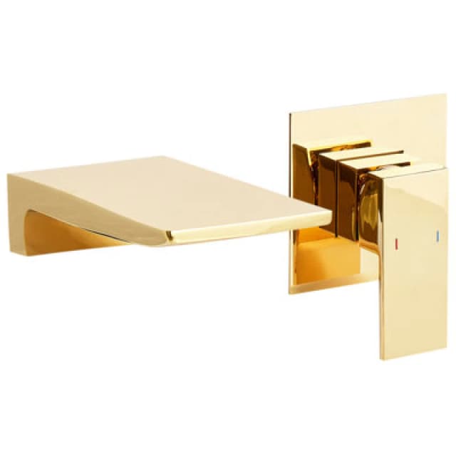 Beliani Wall Mounted Basin Mixer Tap Karuay Brass Gold