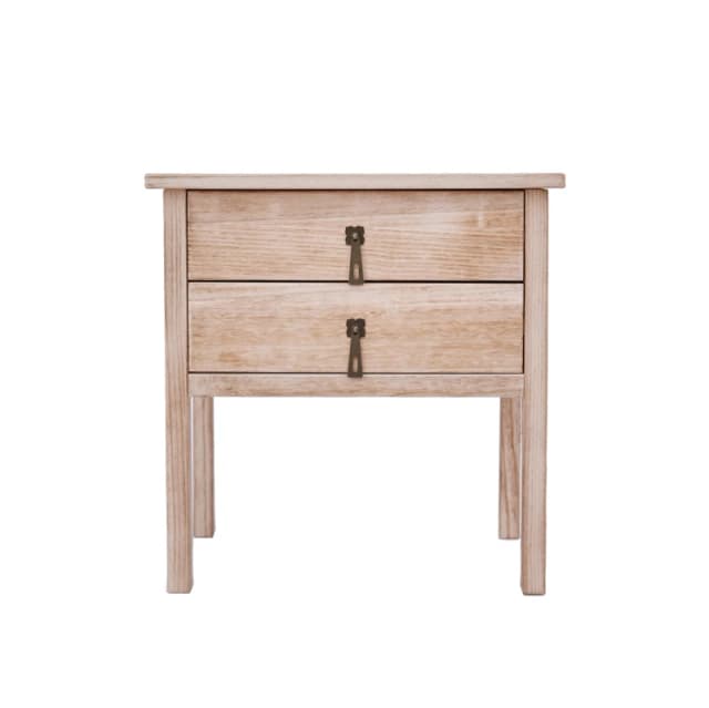 Cabinet Bits Portofino 2 Drawer Bedside Table Drop Handle in Natural Natural Unisex