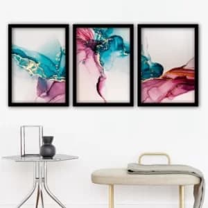 3SC156 Multicolor Decorative Framed Painting (3 Pieces)