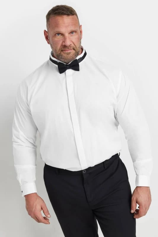 BadRhino Mens Wing Collar Formal Shirt in White Size: 19" White Male 19"
