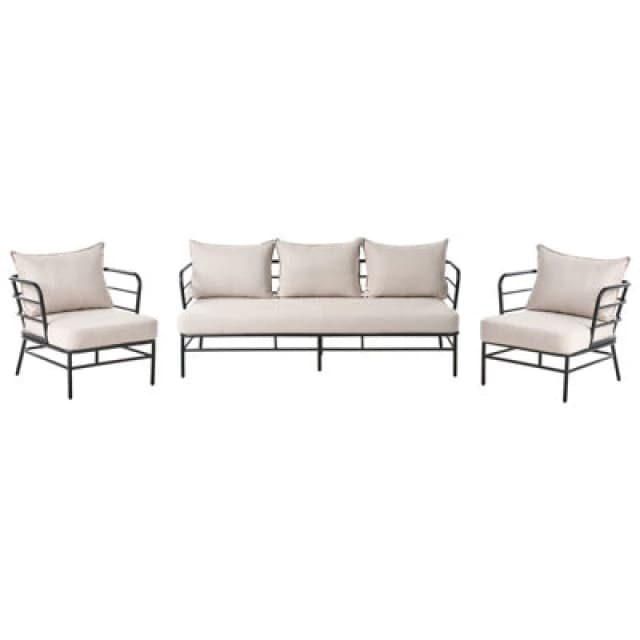 Beliani Garden Sofa Set 5 Seater Ponzone Metal Light Beige