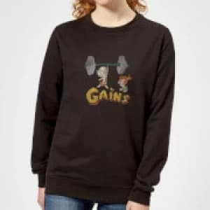 The Flintstones Distressed Bam Bam Gains Womens Sweatshirt - Black
