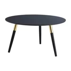 Black Oak Veneer Coffee Table with Gold Trim