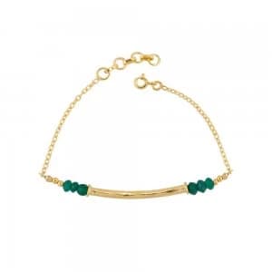 Juvi Designs Gold vermeil boho bamboo bar bracelet Green