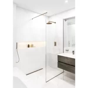 Wet Room Shower Screen with Wall Support Bar 800mm Bronze - Live Your Colour
