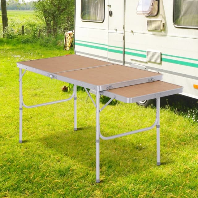 Outsunny 4ft Aluminium Picnic Table W/side Desktop Outdoor Bbq Party Portable