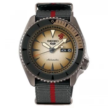 Seiko 5 Sports Boruto & Naruto: Gaara Automatic Cream Dial Grey Nylon Strap Mens Watch SRPF71K1