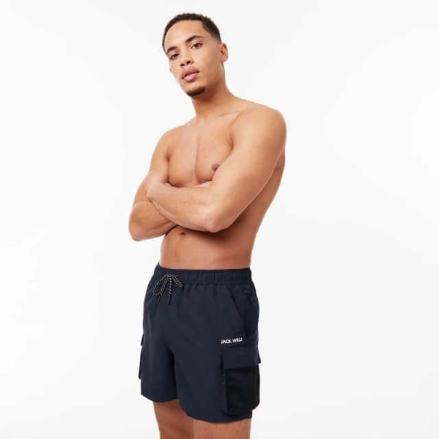 Jack Wills Cargo Swim Shorts - Black S