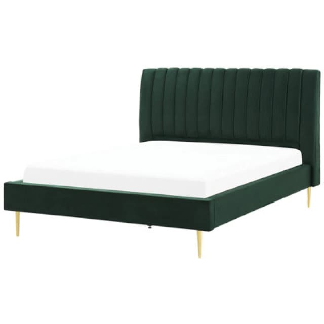 Beliani Bed Velvet Marville 180 X 200 Cm (Eu Super King) Emerald Green