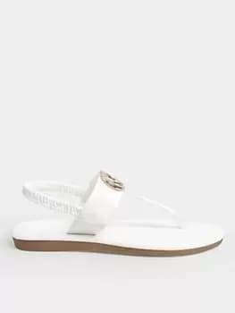 Yours Extra Wide Fit Double Ring Toe Post Sandal White, Size 10Eee, Women