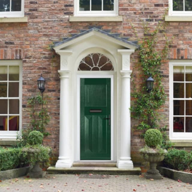 Lacerta Composite Door Eaton Solid Green 920mm X 2090mm Open In Left Hand No Glass 10 Year Guarantee - Free Delivery & Smart Lock