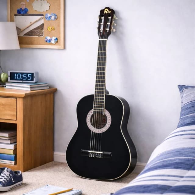 RayGar Rio 3/4 Size 36" Acoustic Guitar & Accessory Package for Beginners in Black Size: 1 Pack Black Unisex 1 Pack