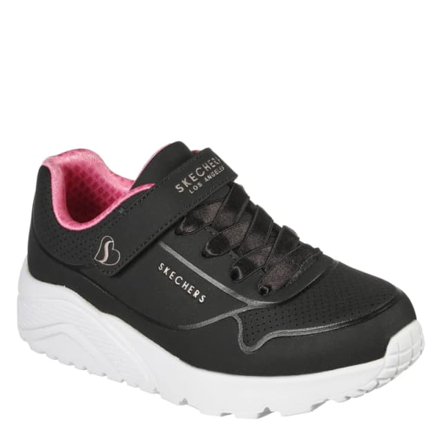 Skechers Gore & Strap Fashion Embossed Sneak Low-Top Trainers Girls Black/Pink female C4 (21)