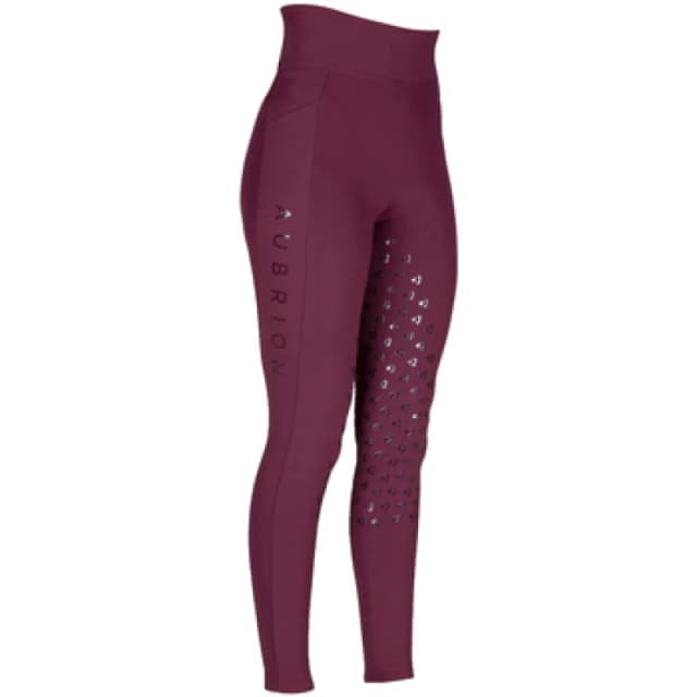 Aubrion Eltar Horse Riding Tights in Wine Size: 11-12 Years Wine Unisex 11-12 Years