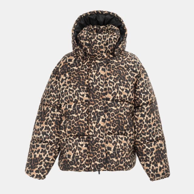 Firetrap Womens Quilted Detachable Hood Long Sleeve Oversized Fit Medium Puffer Jacket Leopard Print female 12 (40)