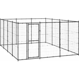 Outdoor Dog Kennel Steel 14.52 m² vidaXL - Black