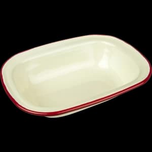 Oblong Pie Dish 20cm Cream with Red Trim 644020