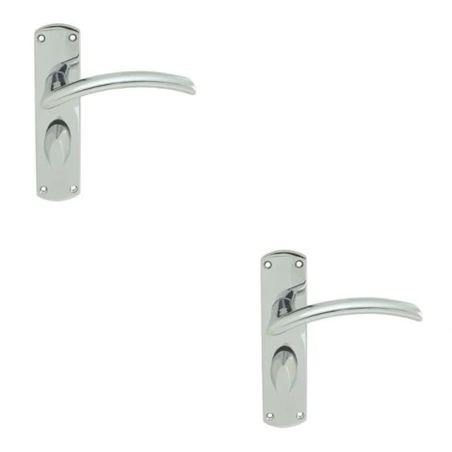 Loops 2x Arched Lever on Bathroom Backplate Door Handle 170 x 42mm Polished Chrome Multi