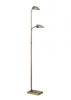 Floor Lamp 2 Light Antique Brass, Crystal