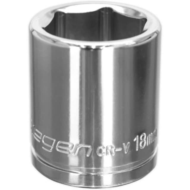 Loops 18mm Chrome Plated Drive Socket - 3/8" Square Drive - High Grade Carbon Steel Metallics