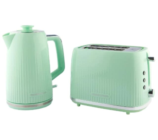 HAMILTON BEACH Miami Breakfast Jug Kettle & 2-Slice Toaster Bundle - Mojito Mint, Green 5060916372092