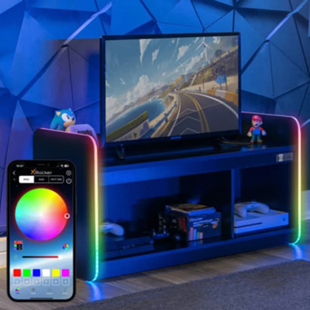 X Rocker Electra RGB TV Stand Media Unit for up to 42" TV's with LED Lights Black