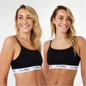 USA Pro Branded Bra 2 Pack - Black