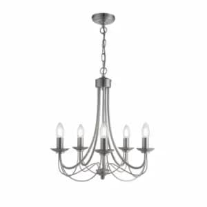Nielsen Miseno 5 Way Traditional Classic Chandelier With Satin Silver Finish Ceiling Light