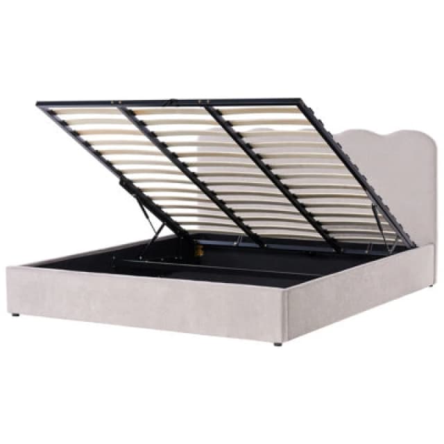 Beliani Ottoman Bed Chenille Nanterre 180 X 200 Cm (Eu Super King) Beige