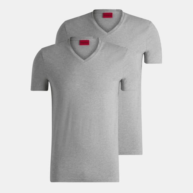 Hugo Short Sleeve V Neck T Shirt - Grey Grey XS
