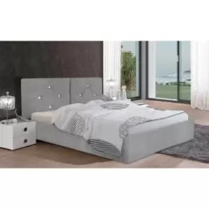 Cubana Bed Super King Plush Velvet Silver