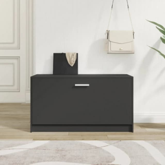 Vidaxl Shoe Bench Black 80X24X45cm Engineered Wood