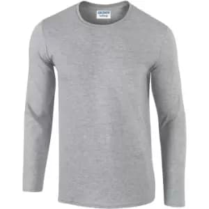 Gildan Mens Soft Style Long Sleeve T-Shirt (Pack Of 5) (2XL) (Sport Grey (RS))