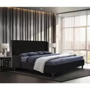 Shanaya Upholstered Beds - Plush Velvet, Single Size Frame, Black - Black