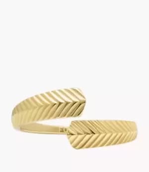 Fossil Women Harlow Linear Texture Gold-Tone Stainless Steel Wrap Ring