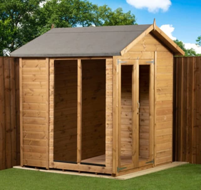 Empire Sheds Empire Apex Summerhouse 6X6 Dipped Treated Tongue And Groove Wooden Garden Shed Double Door (6' X 6' / 6ft X 6ft) (6X6)