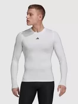 adidas Train Techfit L/s T-Shirt, White Size XS Men