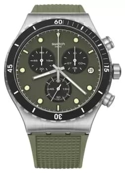 Swatch YVS488 BACK IN KHAKI Chronograph Rubber Strap Watch