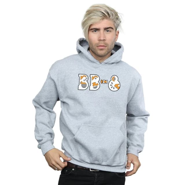 Star Wars Star Wars Men The Rise Of Skywalker BB-8 Text Logo Hoodie in Grey Size: Small Grey S Male 5059400573015
