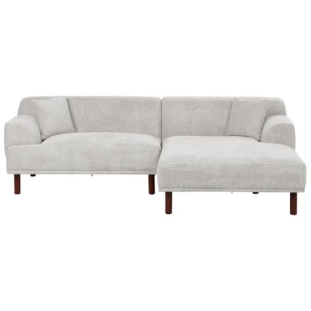 Beliani Corner Sofa 3 Seater Holt Fabric Light Grey Left Hand