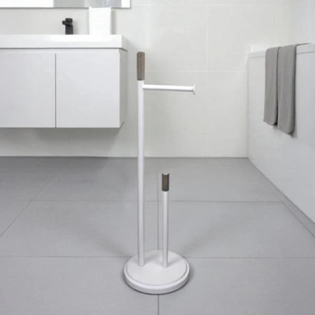Showerdrape Chester Collection White Freestanding Toilet Roll Holder & Toilet Brush Combination White