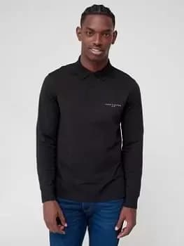 Tommy Hilfiger Clean Jersey Regular Long Sleeve Polo Shirt - Black, Size L, Men