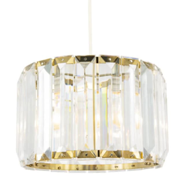 Happy Homewares Contemporary Easy Fit Gold Pendant Shade With Clear Acrylic Rectangular Rods