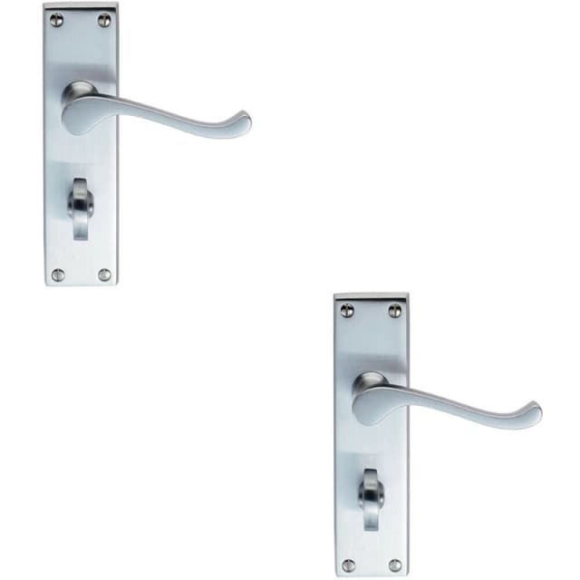 Loops 2x PAIR Victorian Scroll Handle on Bathroom Backplate 155 x 41mm Satin Chrome Multi