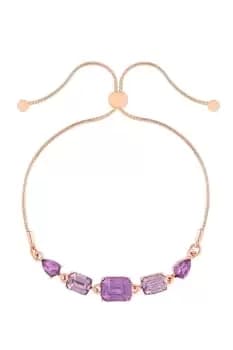 Rose Gold Iris And Light Amethyst Open Mixed Stone Toggle Bracelet
