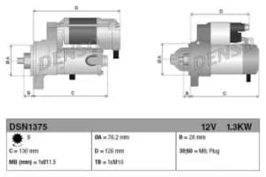 Denso DSN1375 Starter Motor