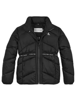 Calvin Klein Jeans Girls Logo Tape Light Jacket - Black, Size 10 Years, Women