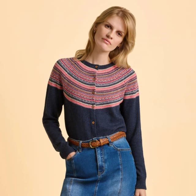 Brakeburn Womens Deepwater Cardigan in Navy Size: 14 Navy Female 14