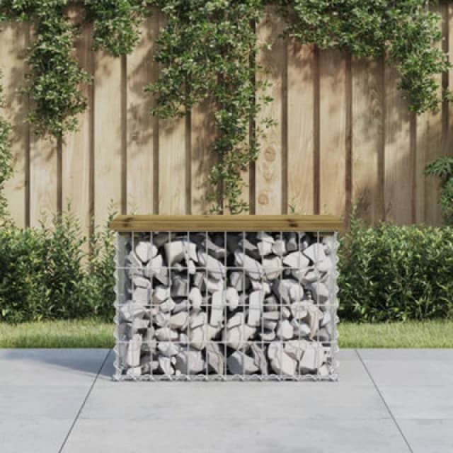 vidaXL Garden Bench Gabion Design 63x31.5x42cm Impregnated Wood Pine, Brown 834346